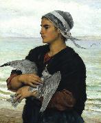Jules Breton The Wounded Sea Gull France oil painting artist